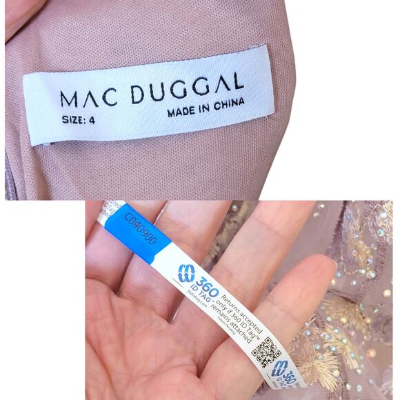 Mac Duggal 20402 Lilac Purple Beaded Floral Embroidered Long Sleeve Gown 4 - Picture 4 of 14